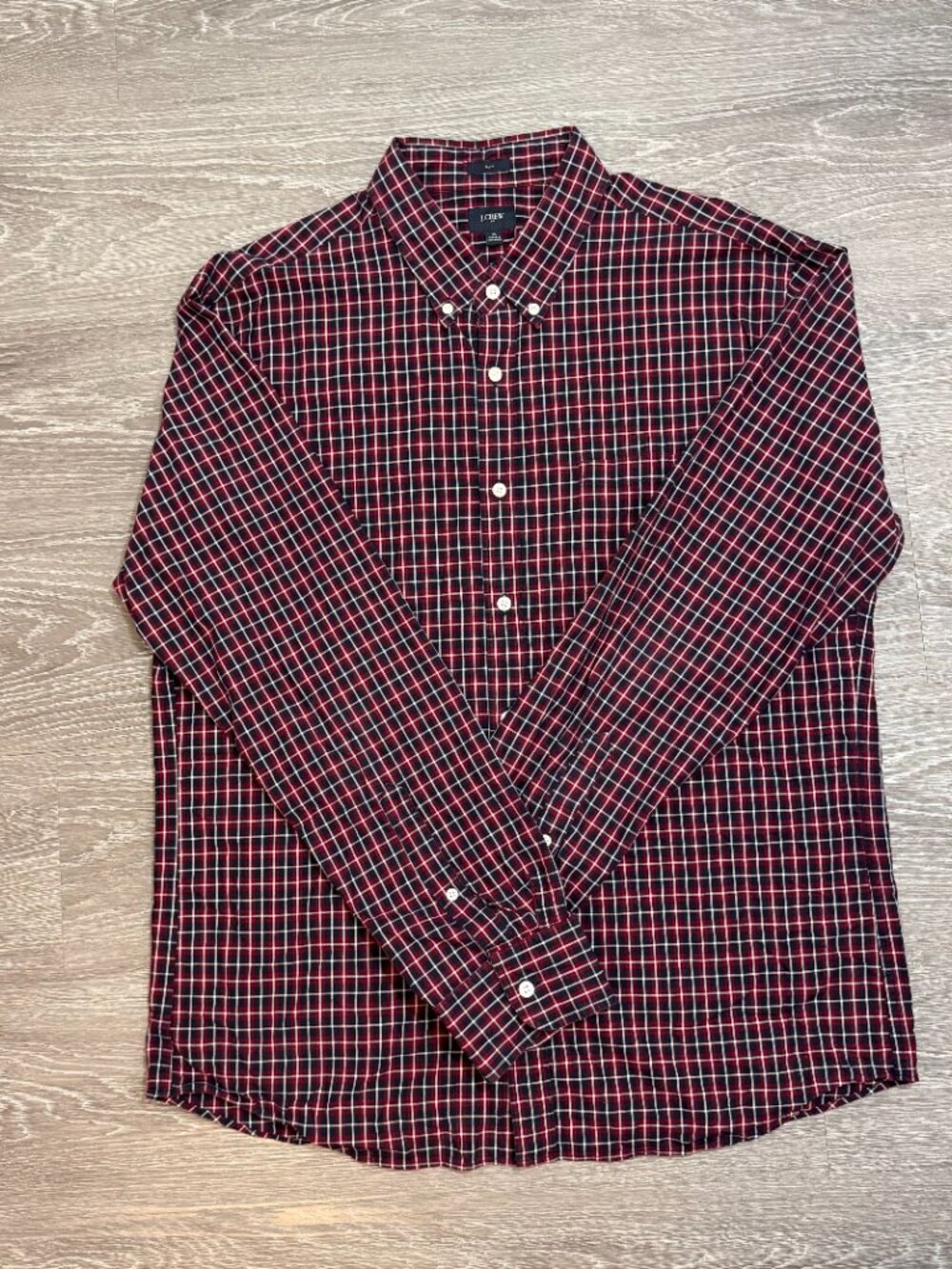 J. Crew Slim Fit Plaid Button Down Shirt - Red/Navy Size XL